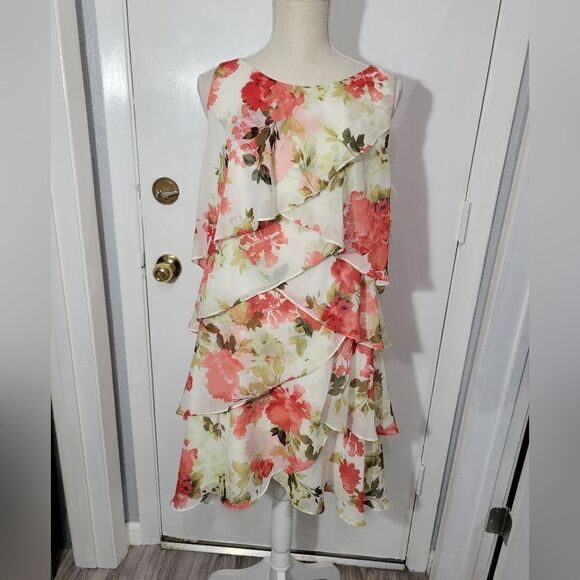 S.L. Fashions Women's Chiffon Tier sleeveless Dress - Picture 8 of 8